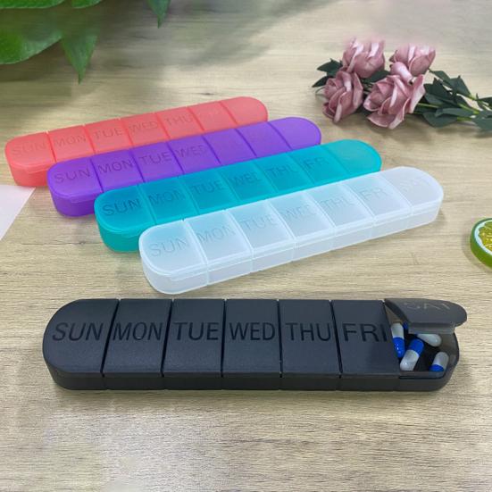 Weekly Pill Box Large Capacity Multiple Compartments Dustproof Lightweight Portable 7-Day Vitamin Medicine Box Organizer