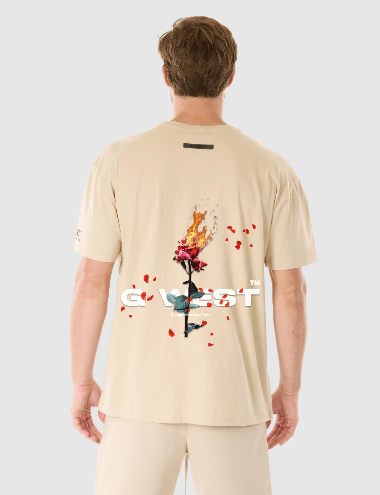 G WEST BURNING ROSE T-SHIRT - OXFORD TAN 4XL