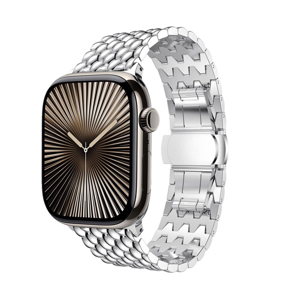 

Dragon Pattern Metal Strap for Apple Watch 11 10 46mm 42mm/Ultra 3 2 1 49mm Wristband iWatch 9 8 7 6 5 SE 3 45mm 44mm 40mm 41mm Series 11-10 46mm срібний