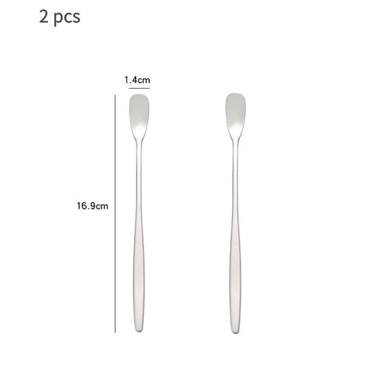 16.9cm Long Handled Stainless Steel Ice Cream Dessert Tea Spoon Colorful Coffee Spoon Dinnerware Flatware Kitchen Tools 1Pcs