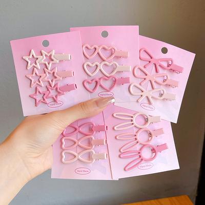 3 Stück/Set Neue Kinder Süße Rosa Schleife Ornament Haarspangen Baby Mädchen Klassische Häschen Haarspangen Haarnadeln Kinder Haarschmuck