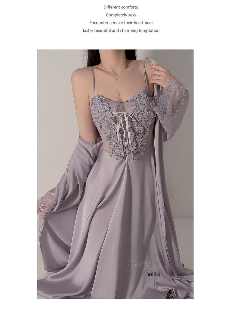 Elegant Plus Size Padded Mesh Nightgown: Spaghetti Strap Temptation Women’s Homewear