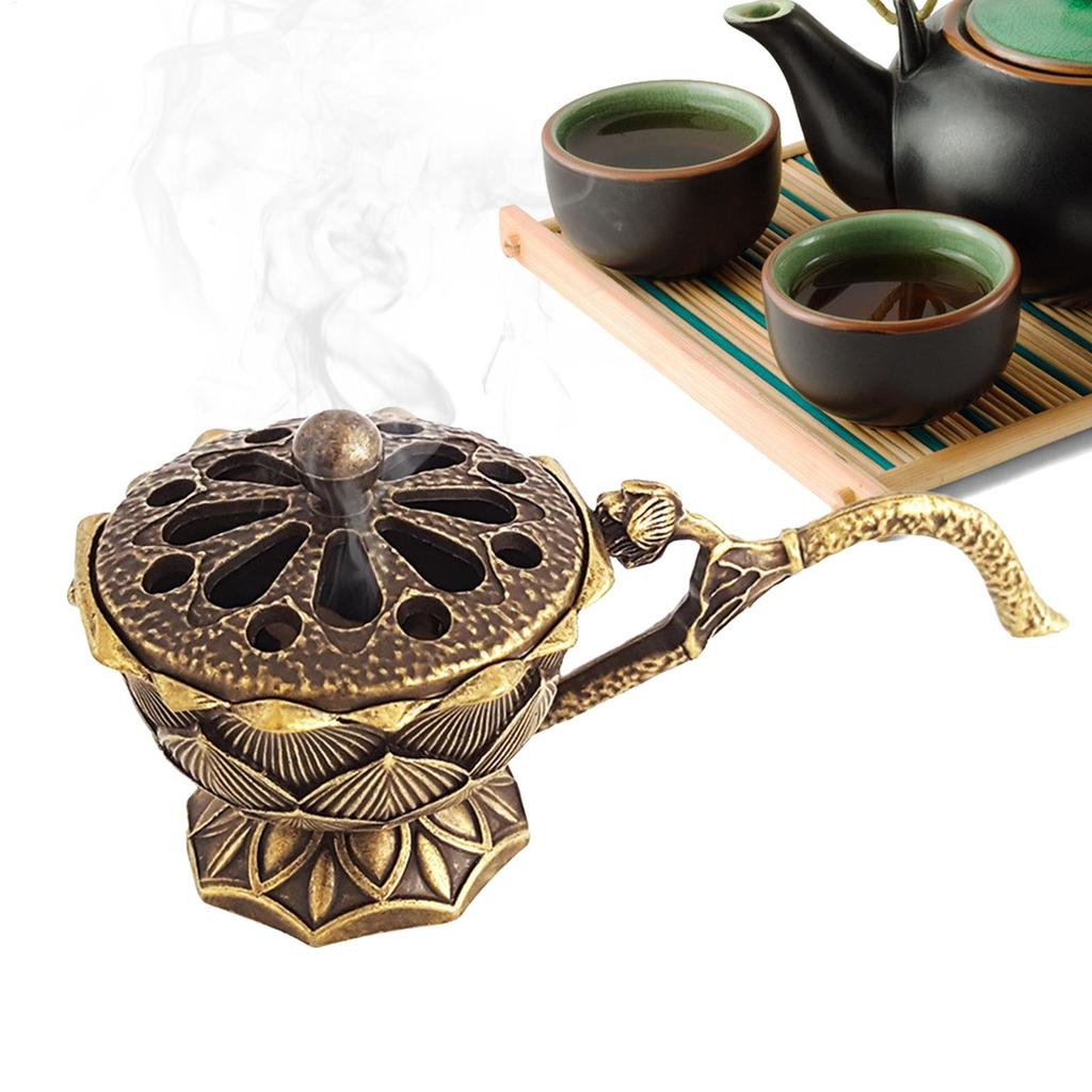 Cone Incense Burner Flower Hollow Out Ash Catcher With Lid Coil Incense Burner Incense Burner Ornament Home For Yoga