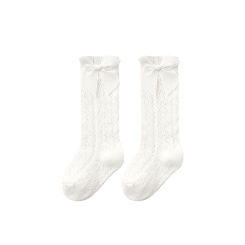 Summer Mesh Baby Socks with Bow - High Tube, Mosquito-Proof, Loose Mouth, Perfect for Spring/Summer