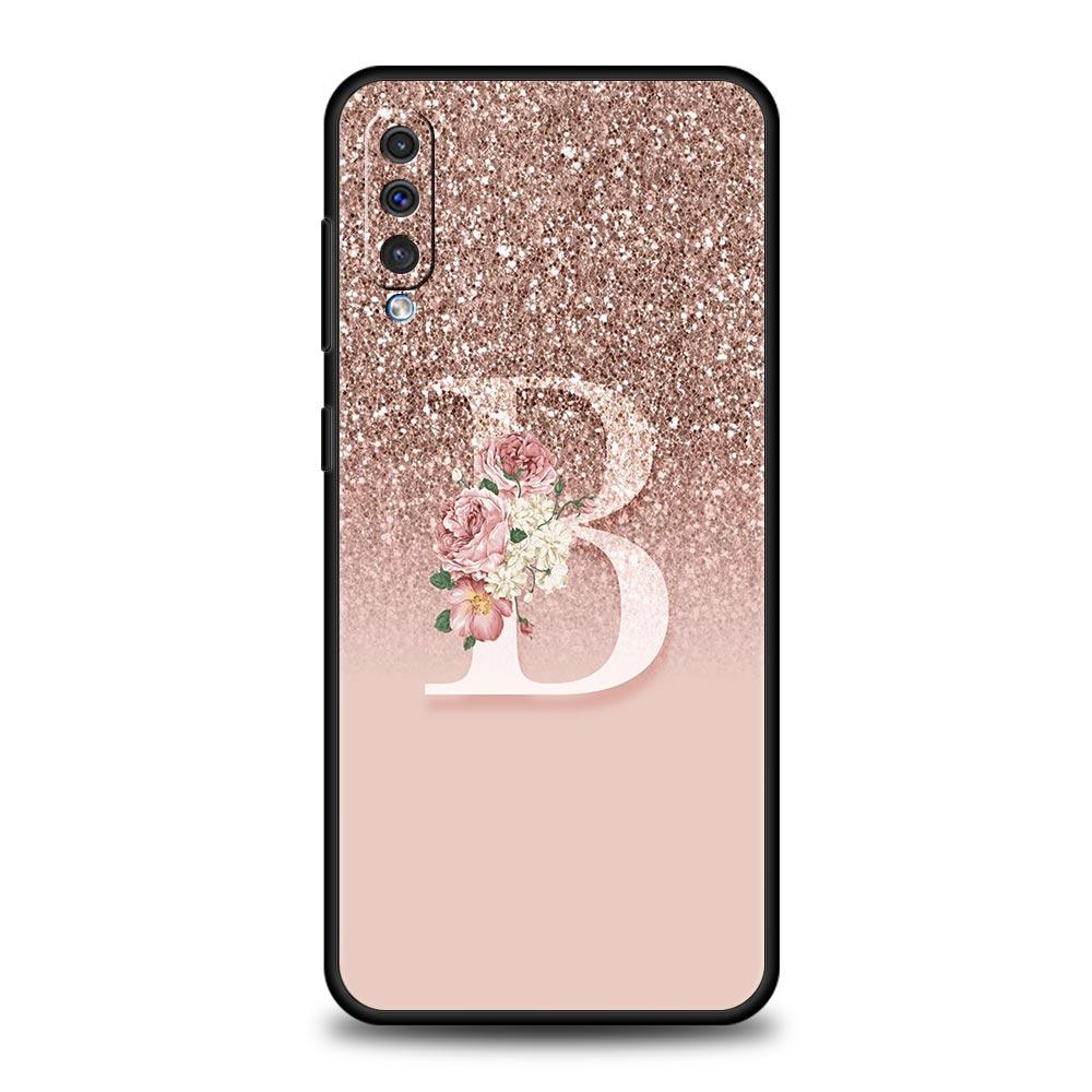 Letter Pink Shiny Phone Case For Samsung Galaxy A56 A36 A26 A34 A17 A16 A06 A14 A12 A54 A72 A24 A22 A20e A52 A50 A40 A32 Cover