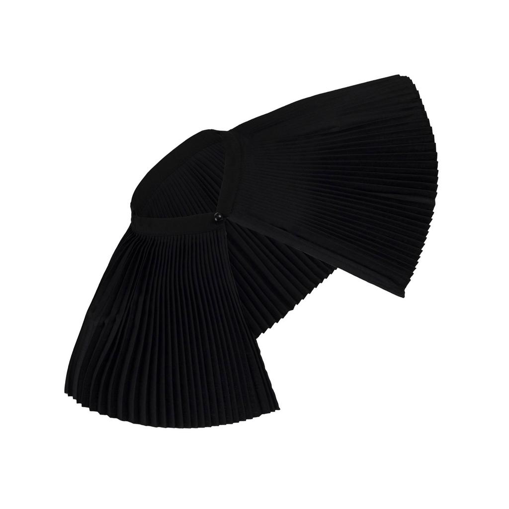 Elegant Detachable Pleated False Collar Pearls Button Shawl and Faux Sleeves Cuffs Set for Parties Costume or Casual