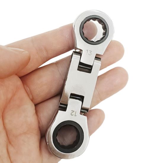 5Pcs/Set Ratchet Wrench Set with Storage Bag Metric Telescopic Head Flex Head Stubby Wrenches Sturdy Short Wrench Set