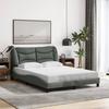 VidaXL Bed Frames with LED Lights, Double Bed with Headboard Cushion, Adult Bed, Bedroom Furniture, Modern, Grey 3213691