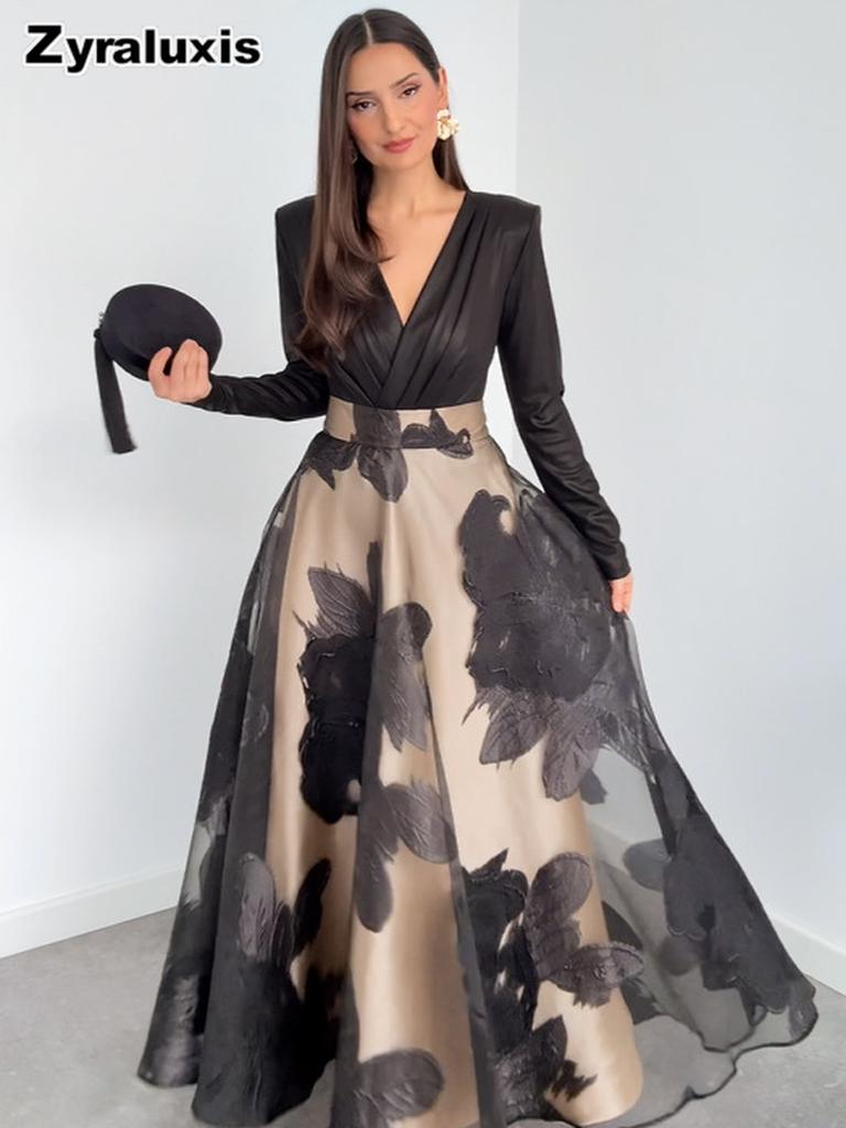 Autumn New Printed Fashion Waist Slimming Women's Long Sleeve Half Body Skirt Two Piece Set