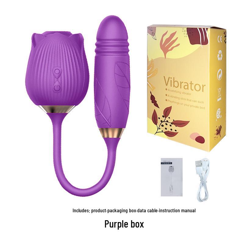 Women's Rose Flower Vibrator: 2nd/3rd Gen Tongue-Licking, Automatic Sucking & Telescopic Stick