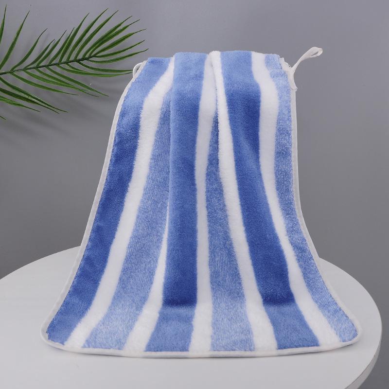 Striped Coral Fleece Bath Towel - Absorbent, Thickened Beach & Household Use