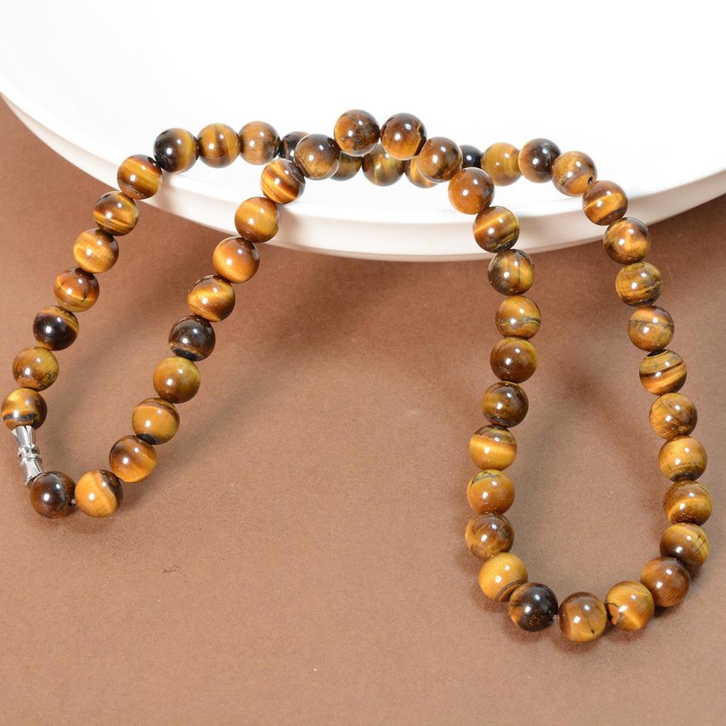 Retro Chinese Style Tiger Eye Beaded Clavicle Necklace for Women - Spring/Summer Trendy Light Luxury Sweater Chain