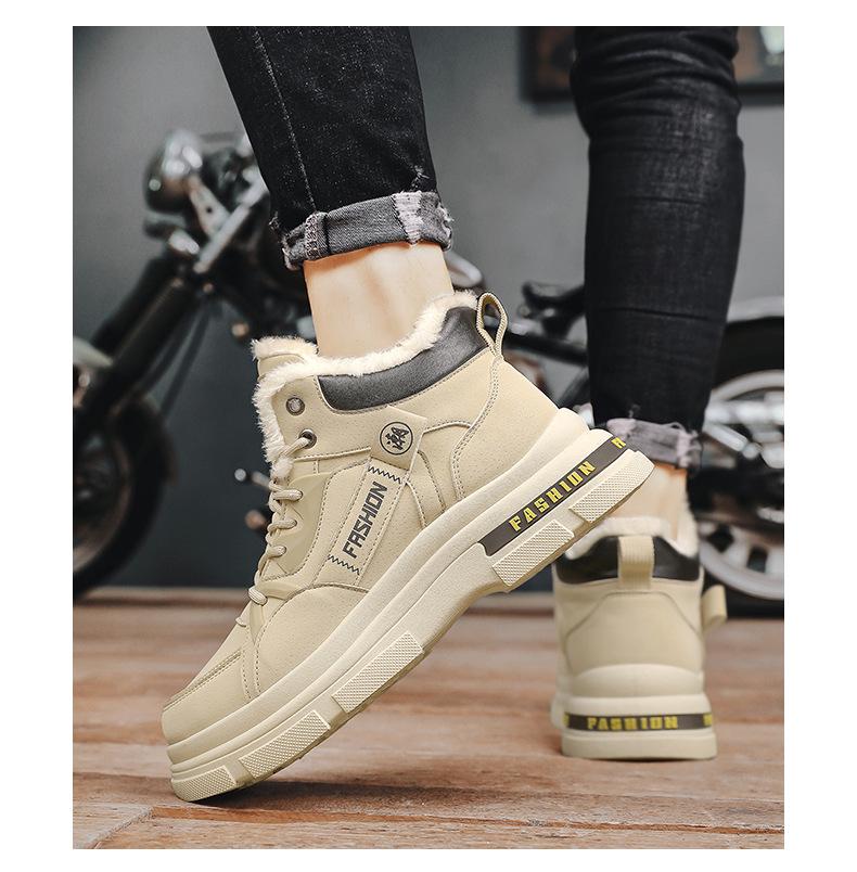 Men's Velvet-Lined High-Top Snow Boots - Warm Outdoor Winter Sports Martin Boots