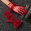 Women Short Tulle Gloves Sexy Lace Mittens Tulle Full Finger Gloves Lady Driving Glove Transparent Mittens Wedding Bridal Gloves