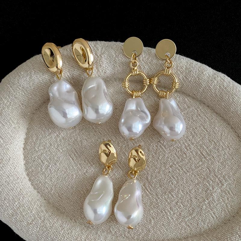 Silver Needle French Retro Irregular Pearl Earrings - Fashionable & Unique Women's Luxury Ear Jewelry