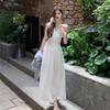 Pure desire wind lotus leaf edge sleeveless floral suspender dress women's summer new waist and thin temperament a word long dress