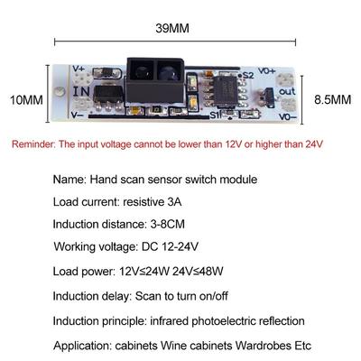 Bewegungssensor Handwischschalter 3A 12V-24V Handwelle Scan IR-Sensor Schalter EIN/AUS DIY LED Schranklicht/Kleiderschranklampe
