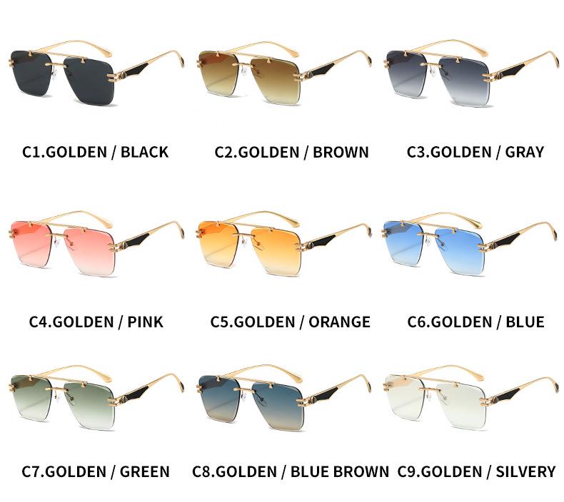 Frameless Gradient Sunglasses: European & American Style with Metal Texture