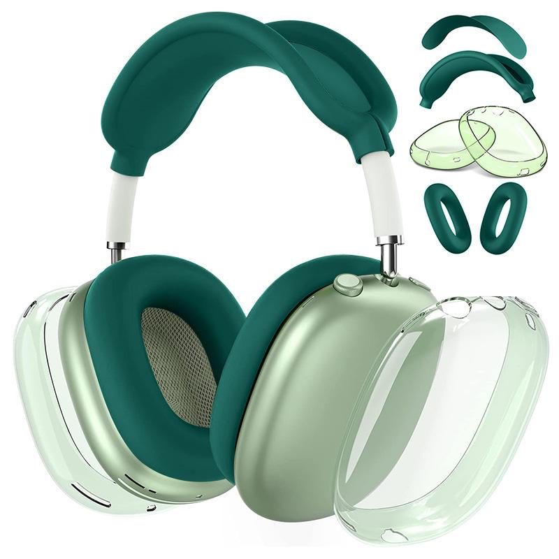 4-in-1 Protective Case Set for AirPods Max 1/2 - Clear Earcups + Silicone Headband and Earpads