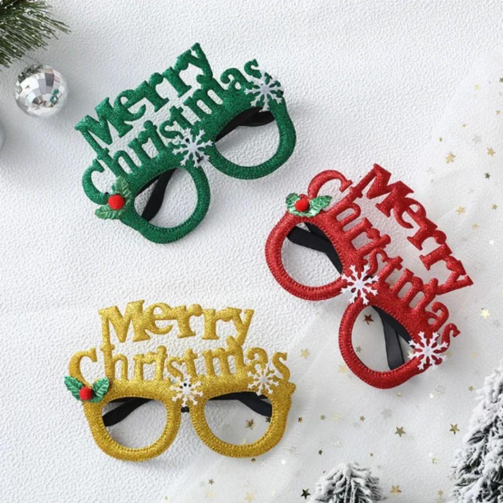 Plastic Merry Christmas Glasses Decorative Deer Horn Glasses Santa Snowman Glasses  Christmas