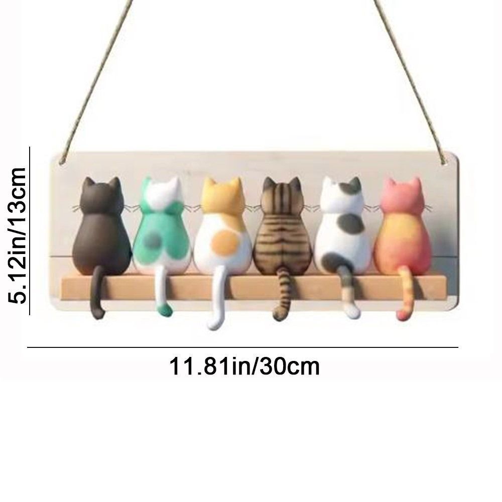 Organisateur de Clés Chats en Métal Crochet à Clés Chat en Bois Silhouette de Chat Crochet à Clés Chat Mignon Décoration à Suspendre