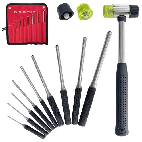 Socpuro Pin Punch Set, 9-Piece Set, 1.5/2.0/2.5/3.0/4.0/4.7/5.5/6.3/7.9mm, Includes Hammer, Roll Pin Punch, DIY Center Punch, Pin Removal Tool for Mac
