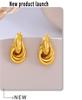 Qiong Yao Fashion 18K Gold-Plated Circle Line Ear Studs - Niche Design, Light Luxury Stainless Steel for Women