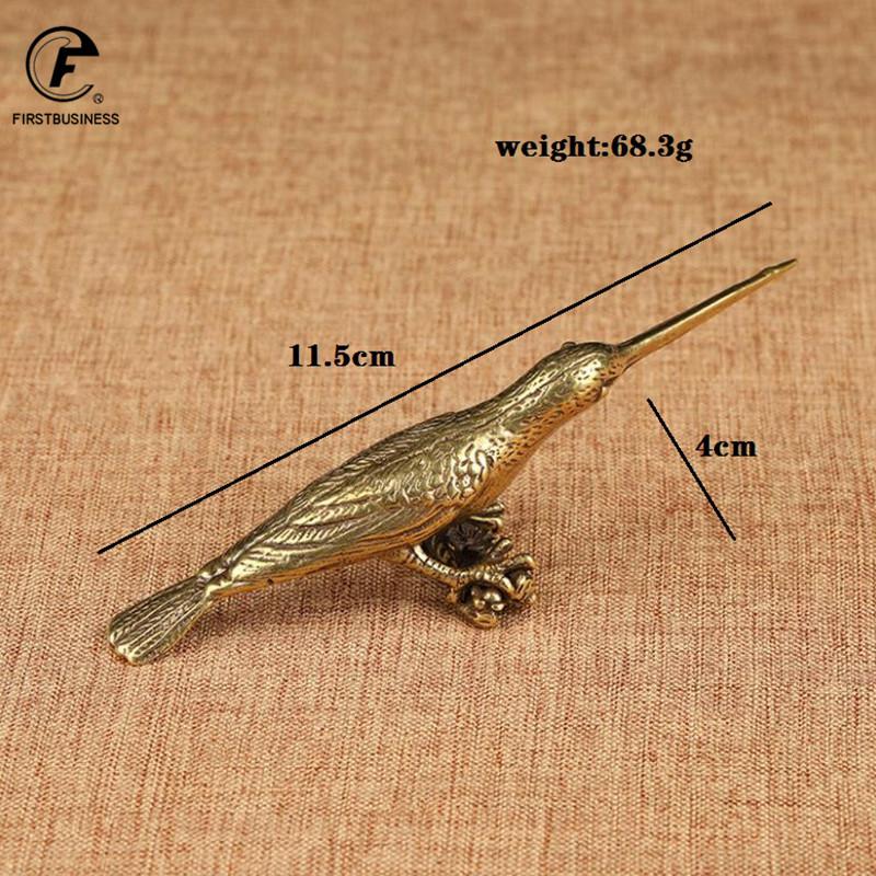 Pure Copper Kingfisher Tea Needle Statue Desk Decoration Ornament Antique Woodpecker Bird Miniature Figurines Incense Burner
