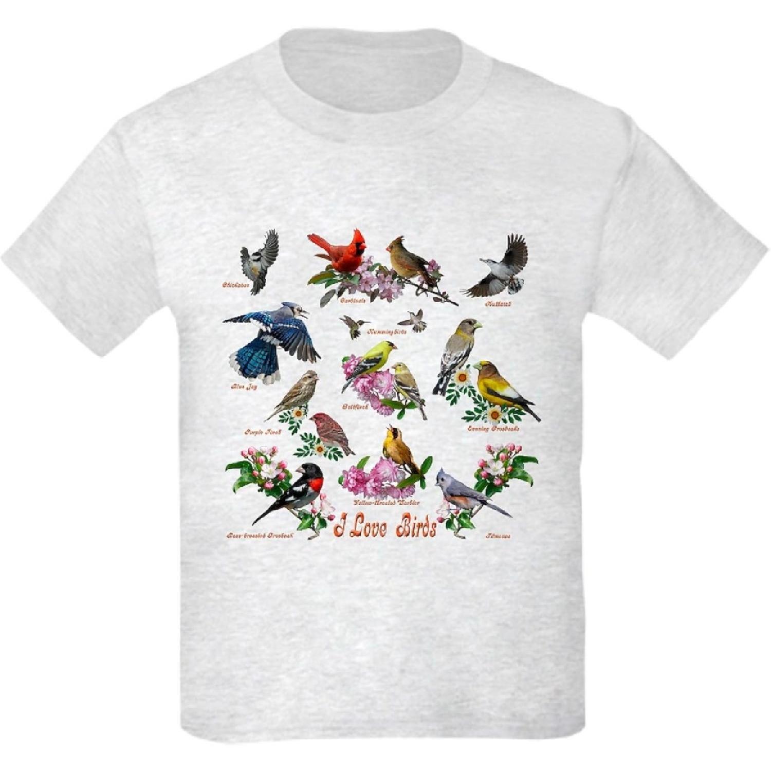 CafePress Я люблю птиц Детская легкая футболка Подростковая детская хлопковая футболка S белый