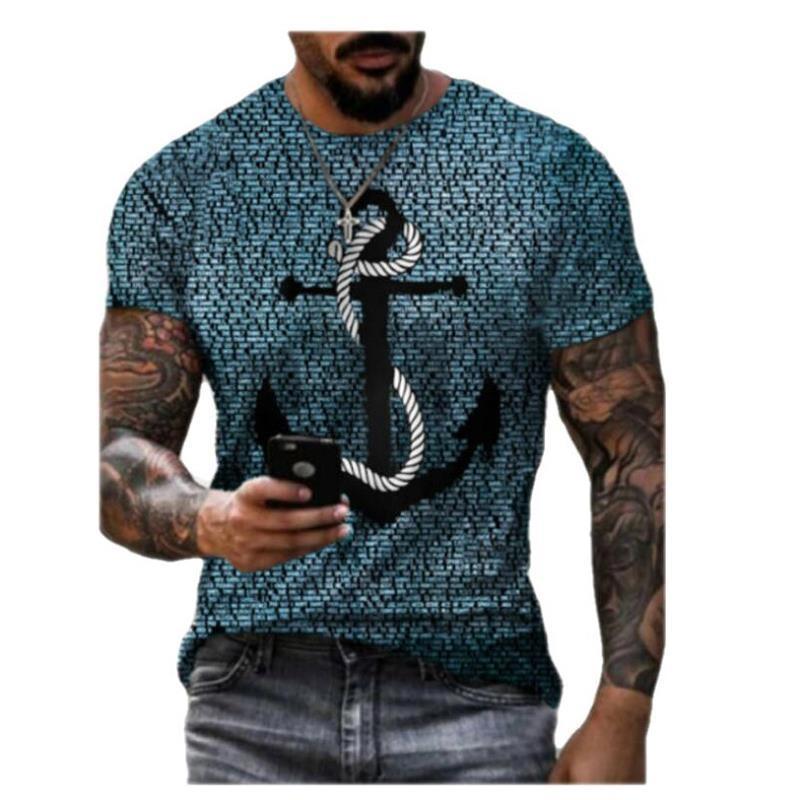 

Marine Style Anchor 3D Print Summer Men s T-Shirt Street Personalized Clothes Large Size Mens Top S