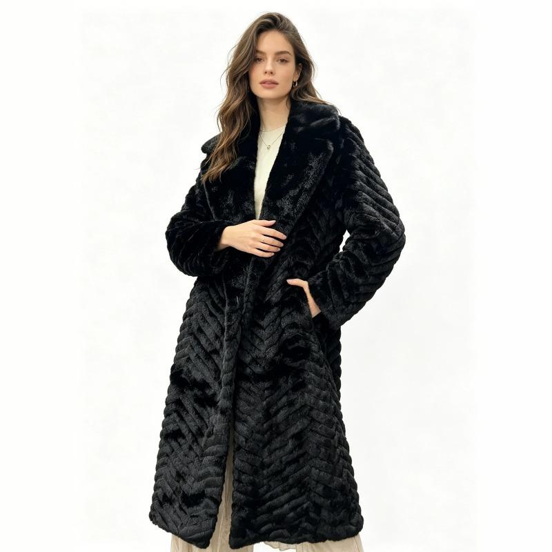 Imitation mink fur integrated environmentally friendly mink jacket women's winter herringbone coat long