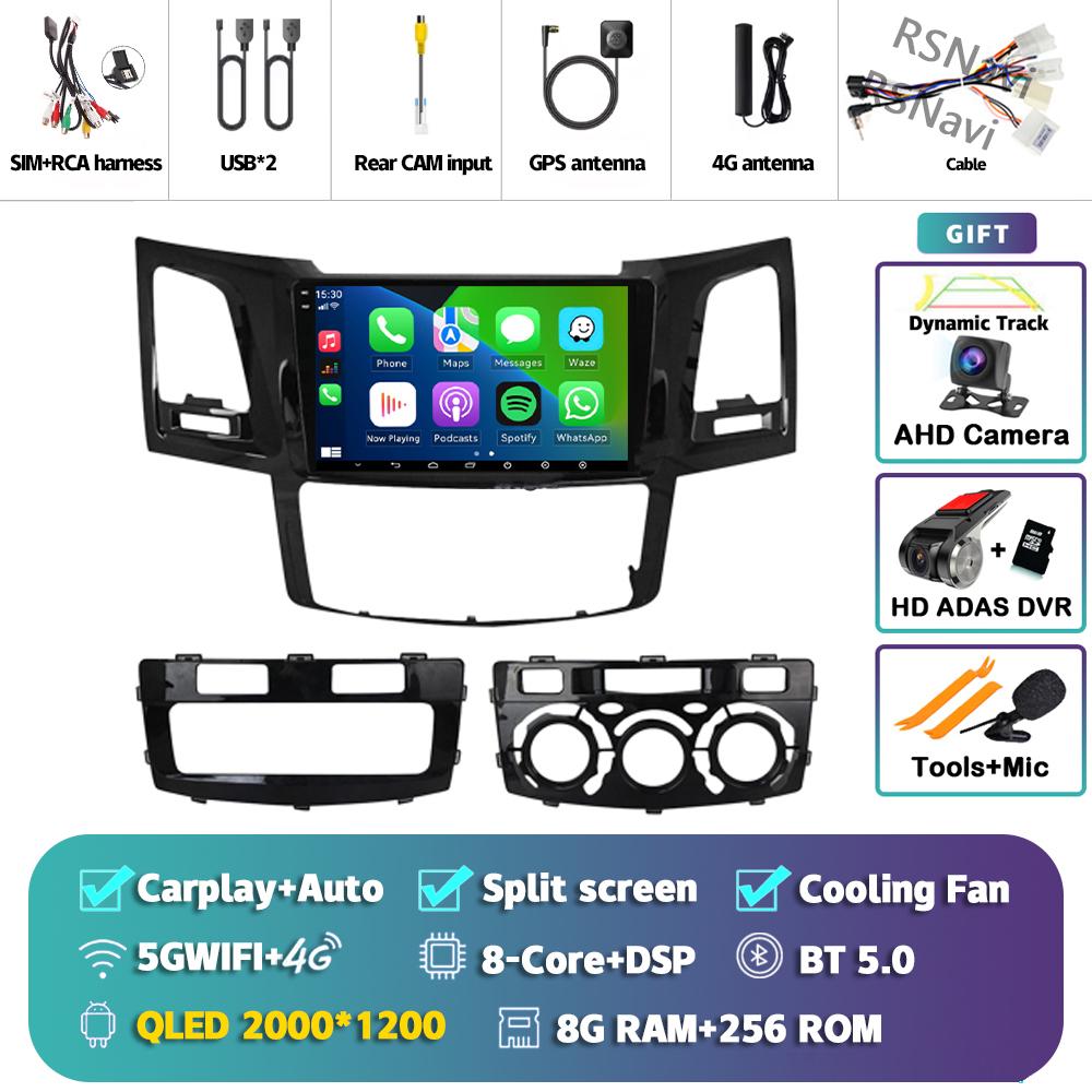 Android 14 Carplay Auto For Fortuner Hilux 2005 - 2014 Car Radio Player Multimedia Stereo Navigation 4G+WIFI Head Unit AI Voice