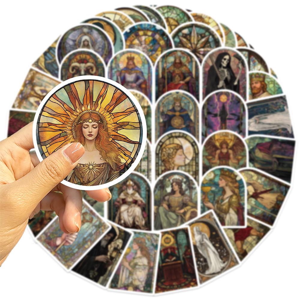 10/30/50pcs Gothic Glass Style Tarot Card Stickers  Graffiti Decals Water Bottle Phone Guitar Cool Sticker Packing