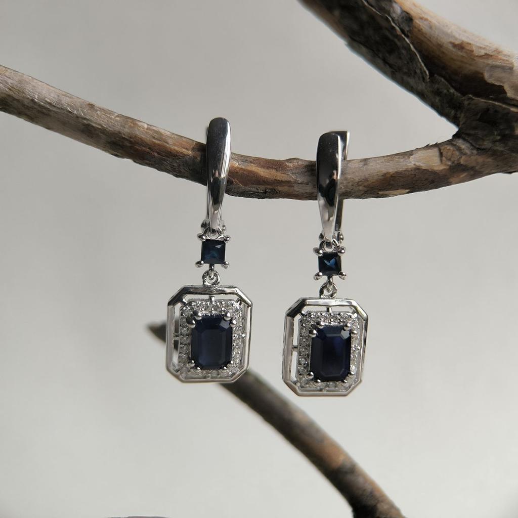Серебряные серьги с натуральным сапфиром 2.922ct (2194774)