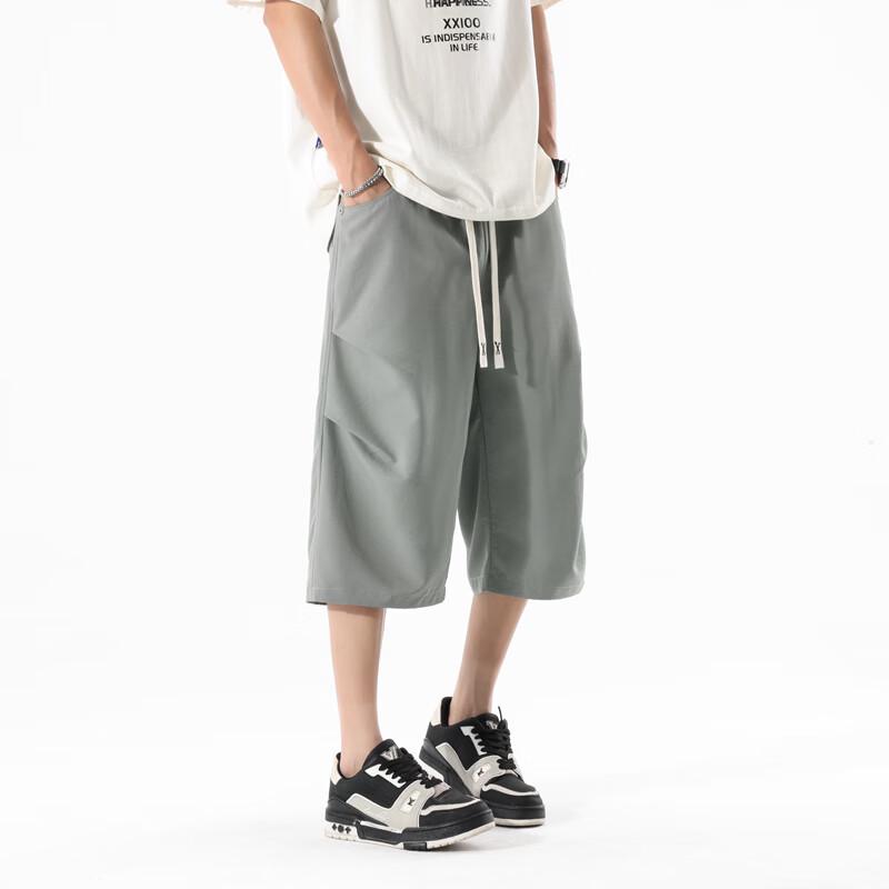 Men's Loose Fit Ice Silk Capris Beach Shorts