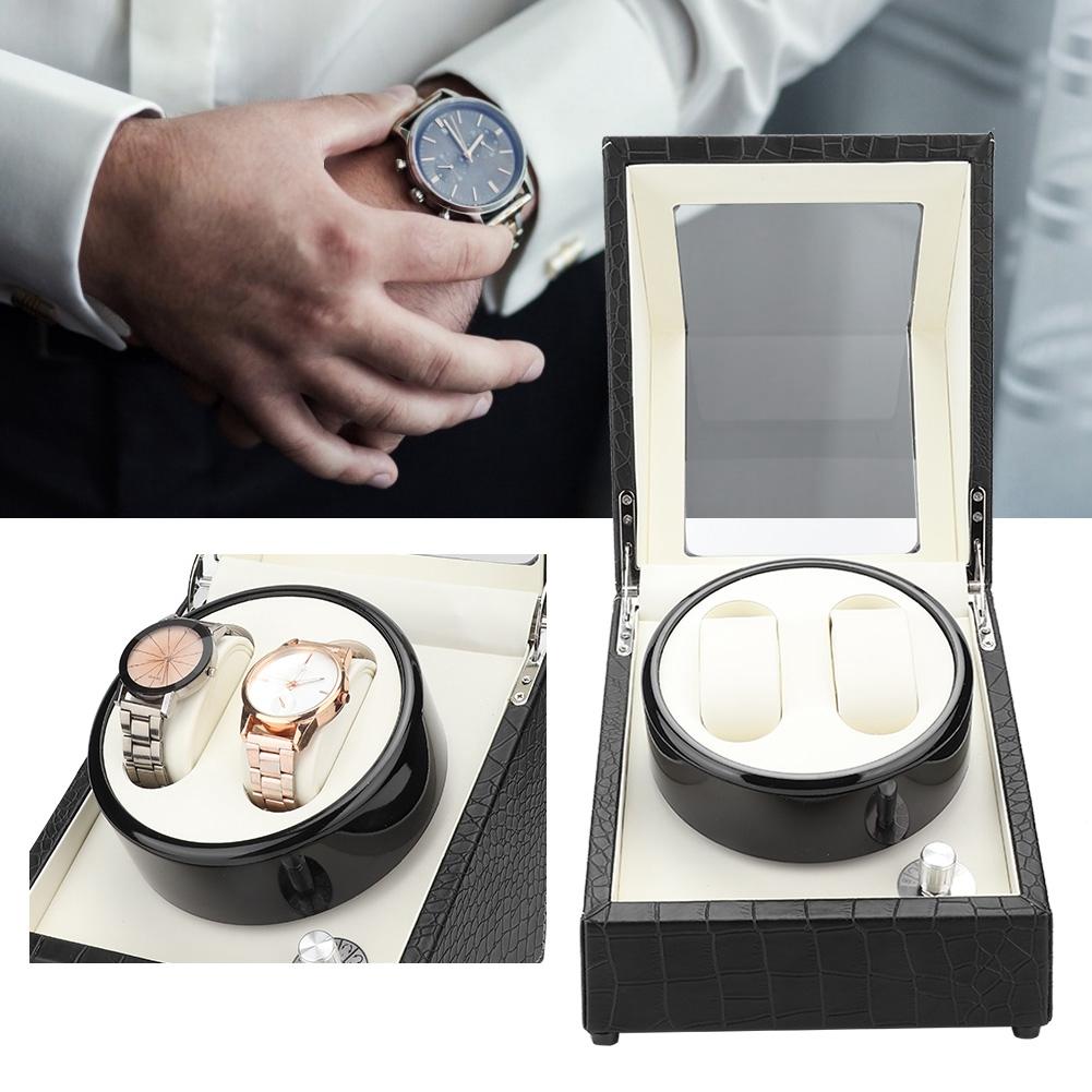 2+0 Automatic Watch Winder Box for Wristwatch Mechanical Watch   Black White