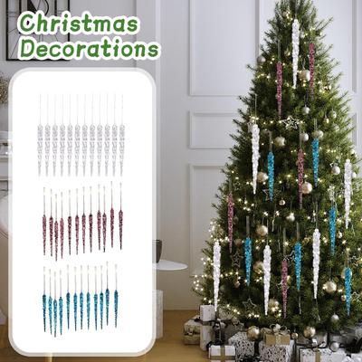 Christmas Transparent Icicle Ornament 12PCS Holiday Festive Tree Hanging Decor Unique Xmas Decor Gift Enthusiast Ornament