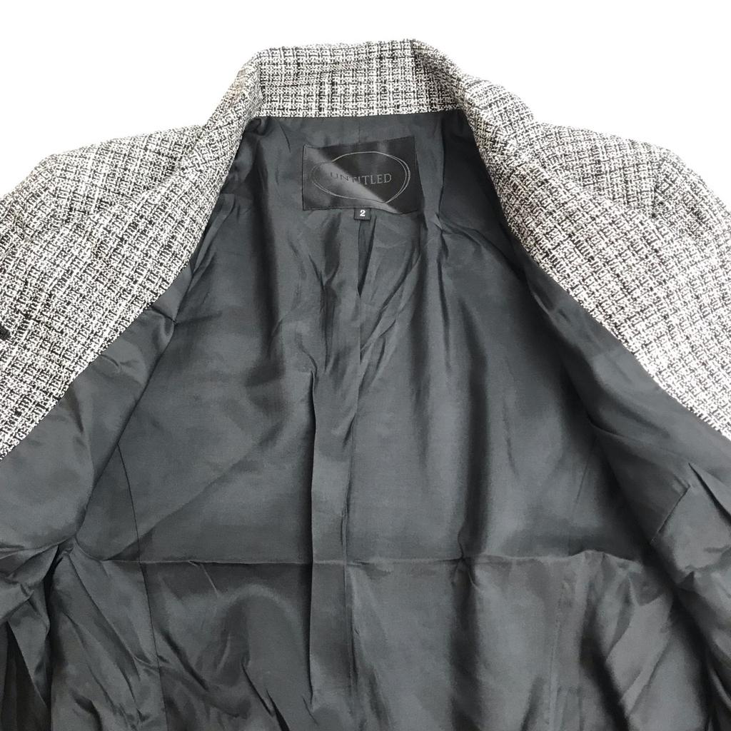 Made In Japan UNTITLED Tailored Jacket 2 M Women White×Black Tweed Fully Lined(USED)