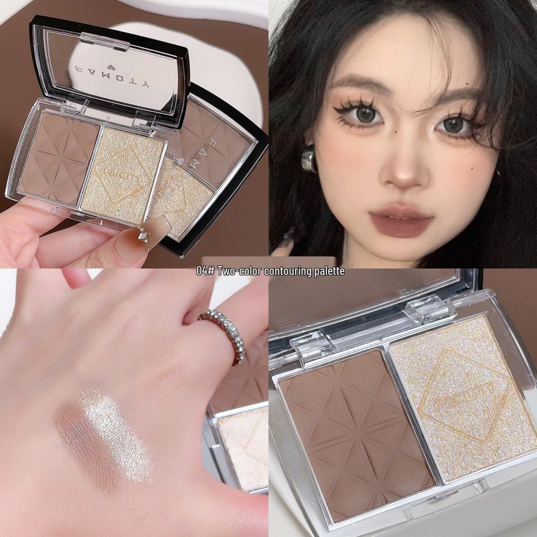 

FAMOTY Багатофункціональна двоколірна палетка рум ян та хайлайтера