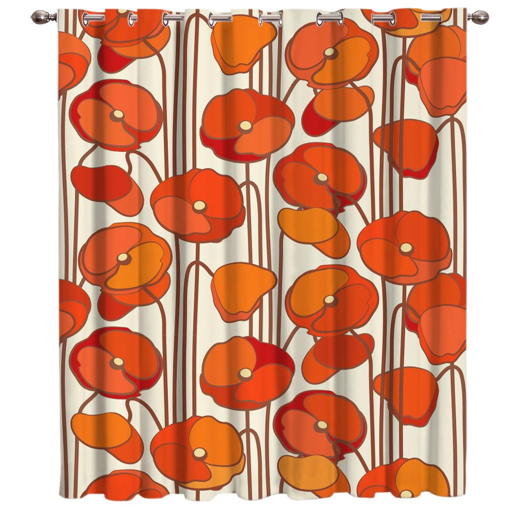 Orange blomma chic fönstergardiner natursköna gardiner för vardagsrum dekorativa föremål vardagsrum