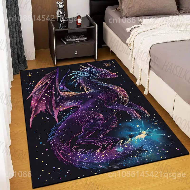 Multiple size Fantasy Colorful Cosmic Dragon Print Carpet Rug for Living Room Bedroom Sofa Doormat Home Decor Non-slip Floor Mat