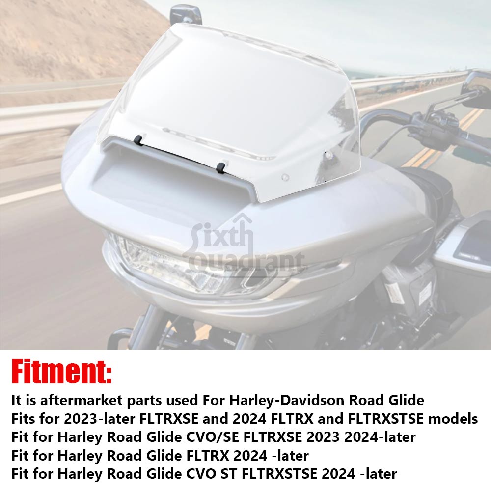 For Harley Road Glide CVO/SE FLTRXSE CVO ST FLTRXSTSE Motorcycle 12" Fairing Windscreen Windshield Smoke Wind Deflector Spoiler