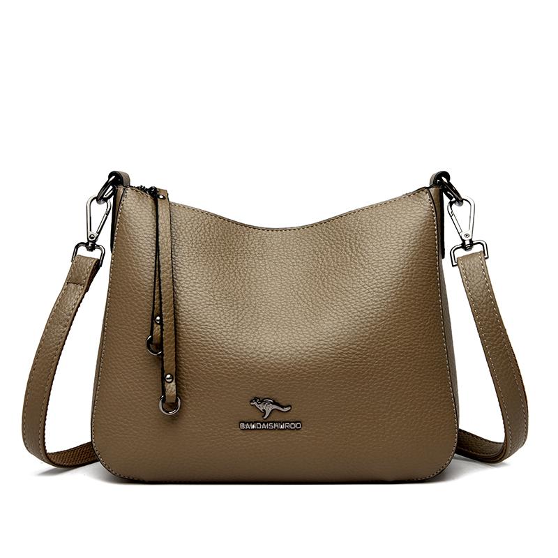 Women's Vintage Leather Crossbody Bag Multi-Pocket Soft Leather Shoulder Bag Tassel Shoulder Bag for Daily Use Shopping Commuting