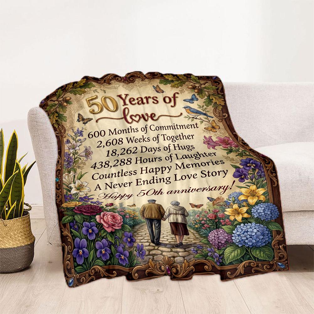 Princess 50th Birthday Celebration Blanket Soft Warm Cozy Suitable for Chair Seaside Livingroom for All Occasions Stylish Decor