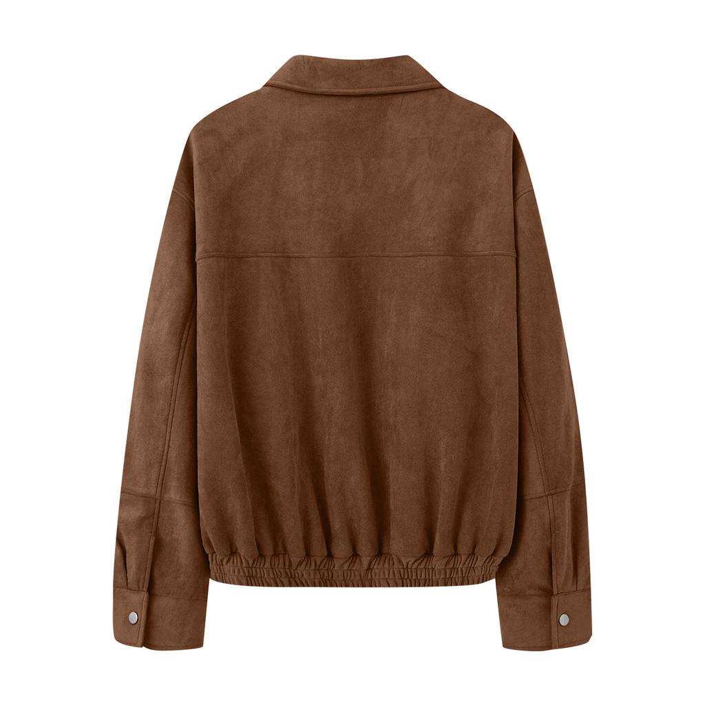 Women's Solid Color Long Sleeved Zipper Casual Top Jacket Jacket