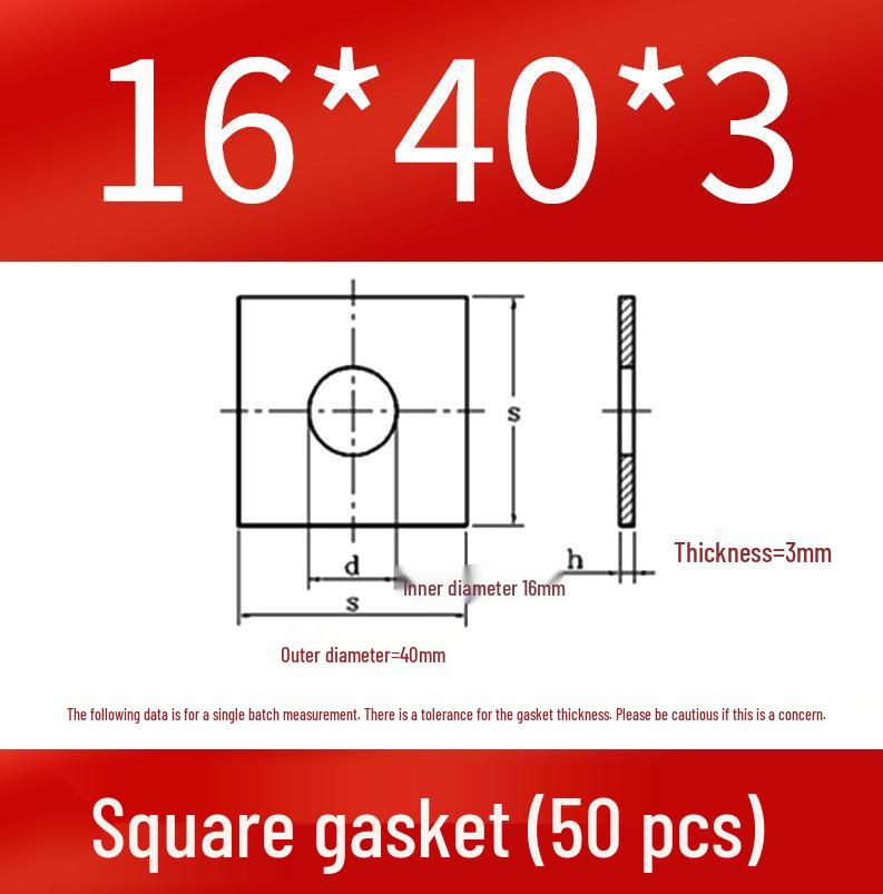 Thick Galvanized Square Iron Washer with Hole for M6-M24 Curtain Wall Use