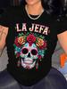 Breathable, Lightweight Short Sleeve Crew Neck, S-5XL Sizes For Halloween, Día De Los Muertos Celebrations & Casual At