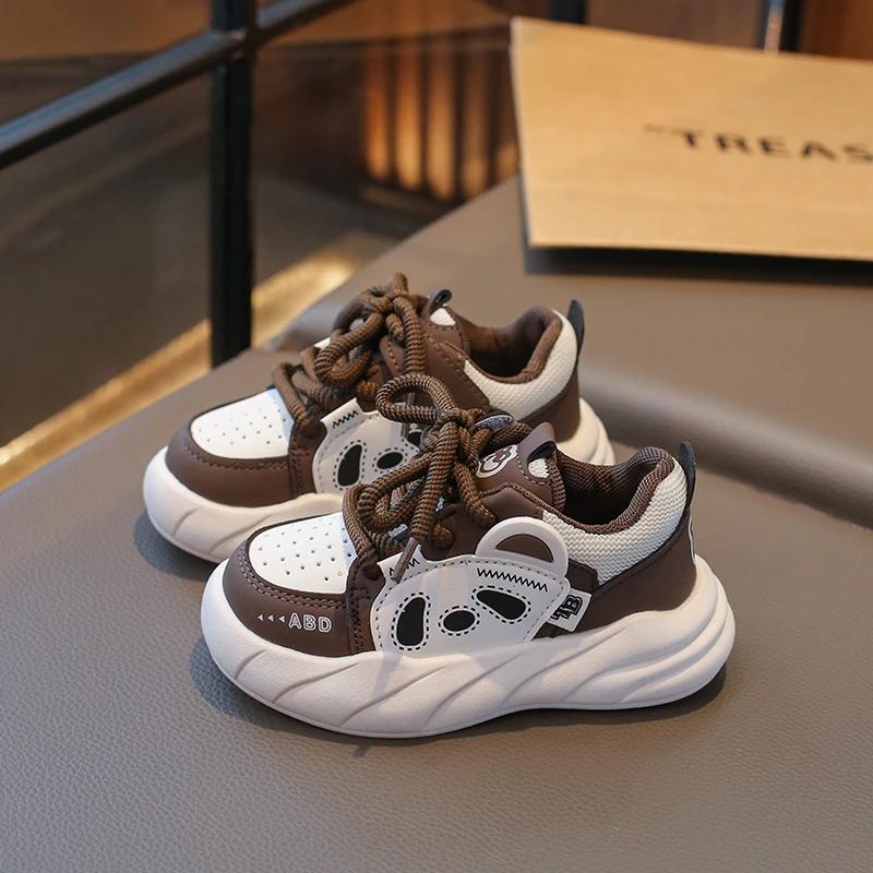 

Детские кроссовки для девочек Panda на шнуровке, подходящие по цвету, мягкие, модные, повседневные, для мальчиков, спортивная обувь для бега, Прямая поставка, ПУ 23 хаки