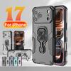 Shockproof Armor Phone Cases For iPhone 17 Pro Max Air 16E 14 15 Plus 13 16 Pro Magnetic Fold Ring Stand AirBag Protection Cover