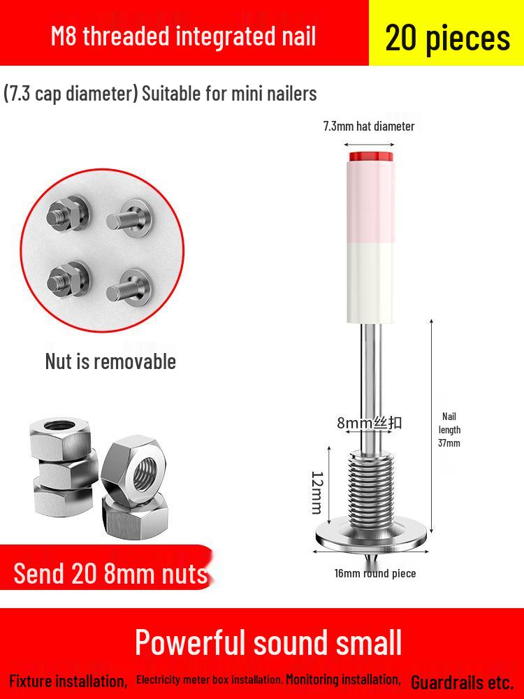 Компактный потолочный гвоздезабивной пистолет с резьбой для самонарезающих распорных винтов и трубных хомутов